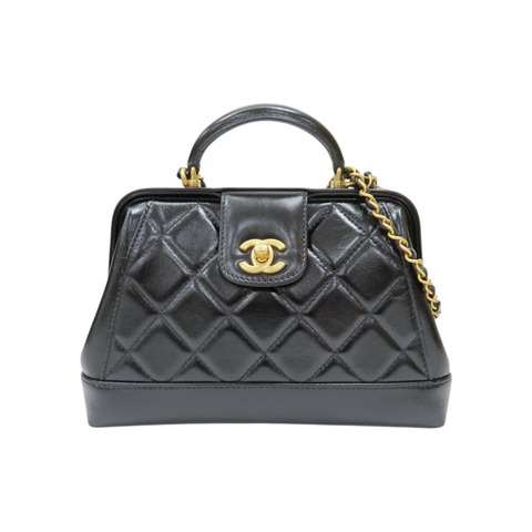 黑色 亮面羊皮 兩用包 金扣【CHANEL 香奈兒】 AS4959