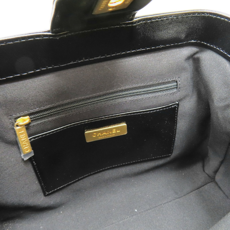 黑色 亮面羊皮 兩用包 金扣【CHANEL 香奈兒】 AS4959-4