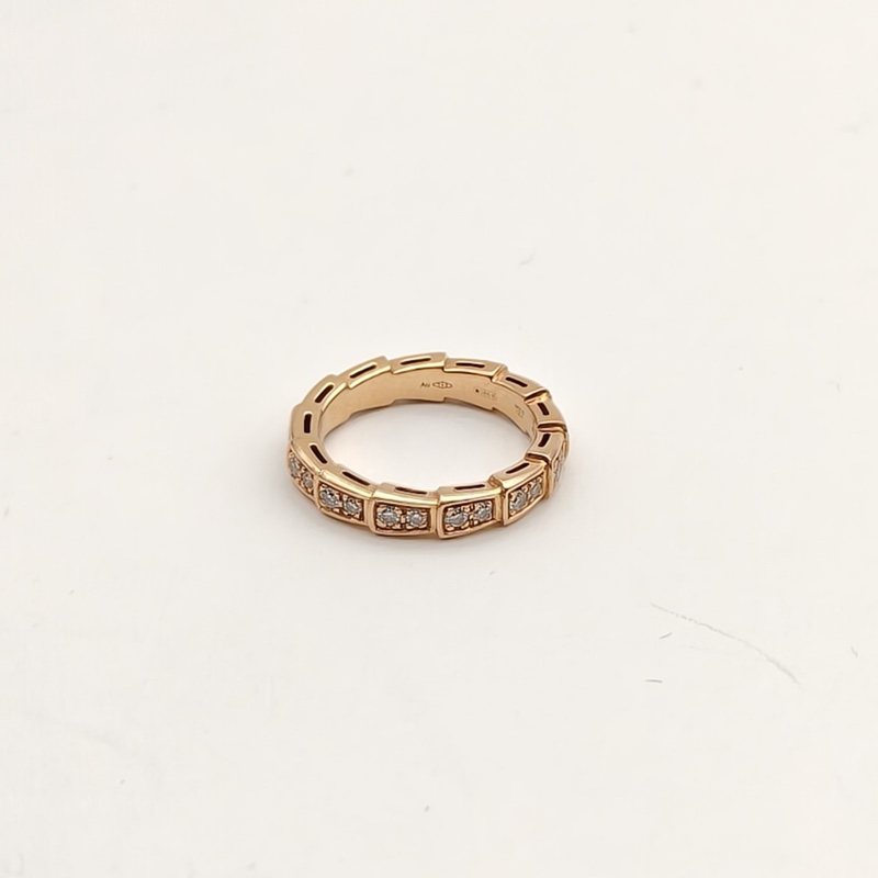 BVLGARI SERPENTI蛇戒單排滿鑽戒指18K玫瑰金/鑽石49-2