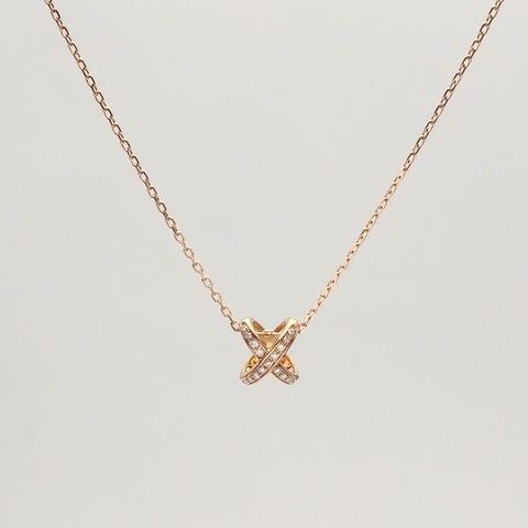 CHAUMET JuxeDeLiens歡緣豎版大叉項鏈18K玫瑰金/鑽石