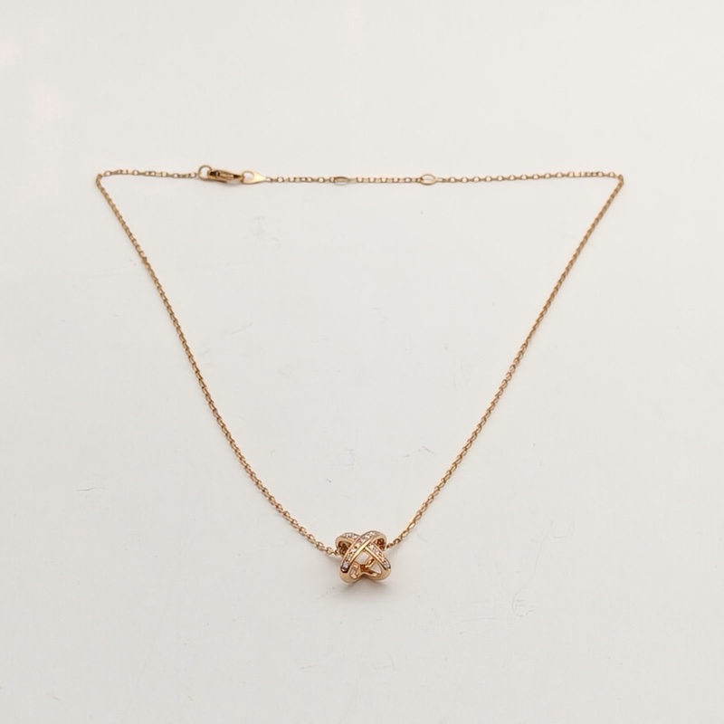 CHAUMET JuxeDeLiens歡緣豎版大叉項鏈18K玫瑰金/鑽石-4