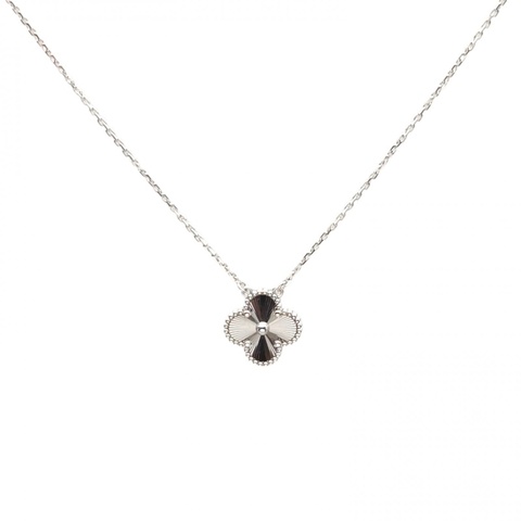 VAN CLEEF&ARPELS VintageAlhambra中號單花項鏈鐳射18K白金