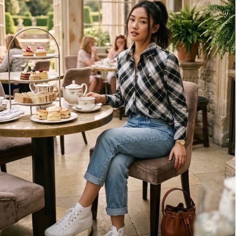 BURBERRY 倫敦 格紋戰馬彈性襯衫-0