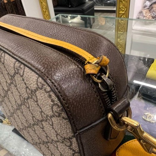 東區正精品㊣GUCCI 476466 咖啡色皮革拼PVC 虎頭 綠紅綠寬背帶斜背包肩背包相機包 RZ6350-5