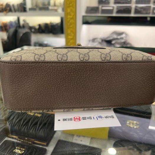 東區正精品㊣GUCCI 476466 咖啡色皮革拼PVC 虎頭 綠紅綠寬背帶斜背包肩背包相機包 RZ6350-7