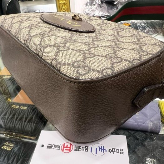 東區正精品㊣GUCCI 476466 咖啡色皮革拼PVC 虎頭 綠紅綠寬背帶斜背包肩背包相機包 RZ6350-9