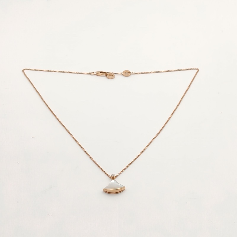 BVLGARI DIVASDREAM白母貝小扇子項鏈18K玫瑰金/鑽石/白貝母-4