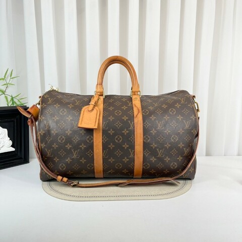 LV路易威登  Keepall45旅行袋 經典老花棕手提包 很輕便旅行運動首選