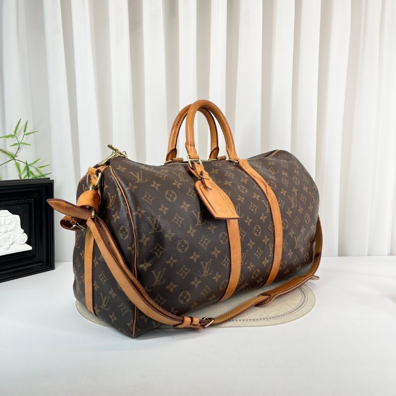 LV路易威登  Keepall45旅行袋 經典老花棕手提包 很輕便旅行運動首選-3