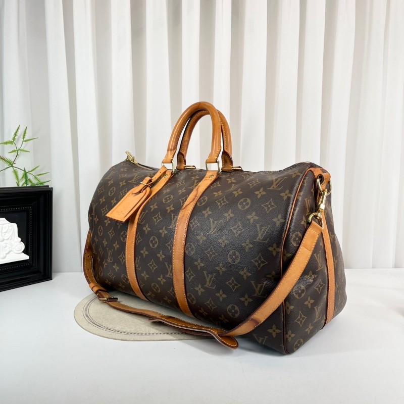 LV路易威登  Keepall45旅行袋 經典老花棕手提包 很輕便旅行運動首選-4