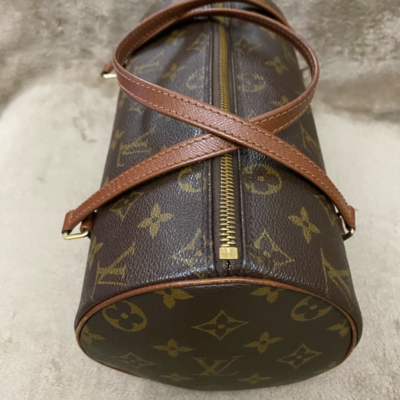 Louis Vuitton Vintage 老字花紋紅皮圓桶手提包-3