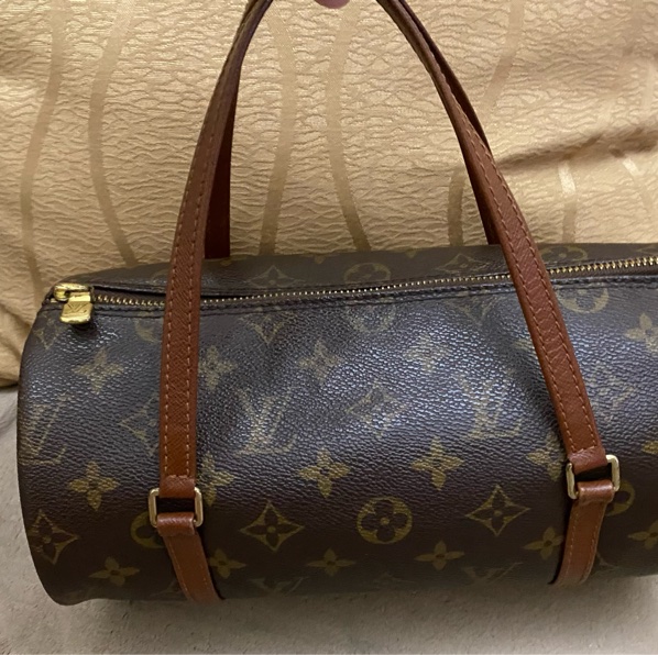 Louis Vuitton Vintage 老字花紋紅皮圓桶手提包-6