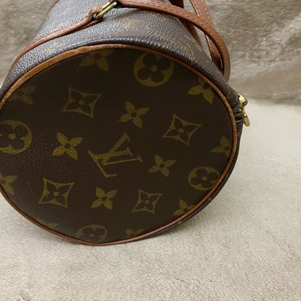 Louis Vuitton Vintage 老字花紋紅皮圓桶手提包-7