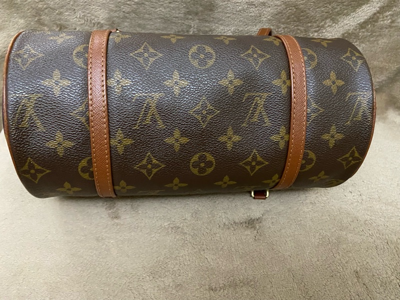 Louis Vuitton Vintage 老字花紋紅皮圓桶手提包-8