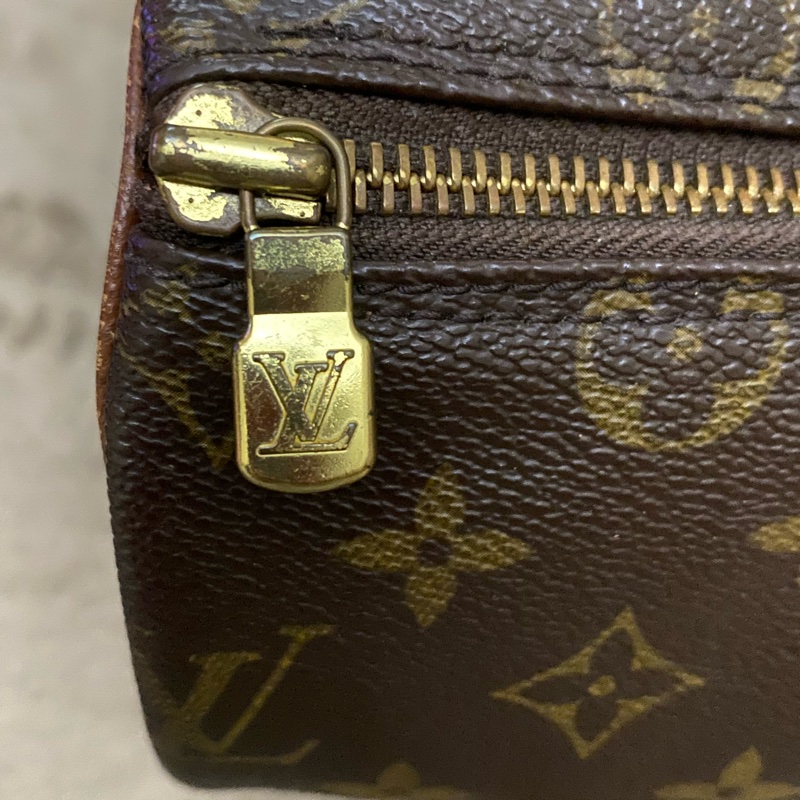Louis Vuitton Vintage 老字花紋紅皮圓桶手提包-10