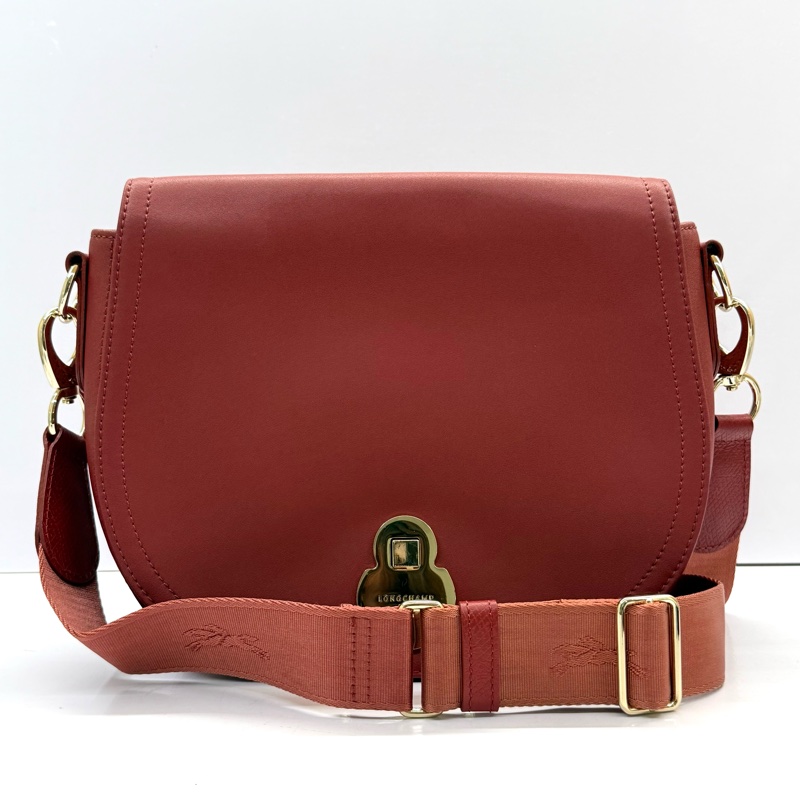 LONGCHAMP 紅色牛皮斜背包-0