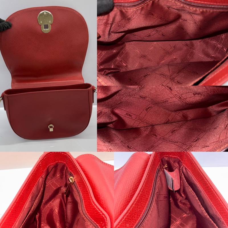 LONGCHAMP 紅色牛皮斜背包-5