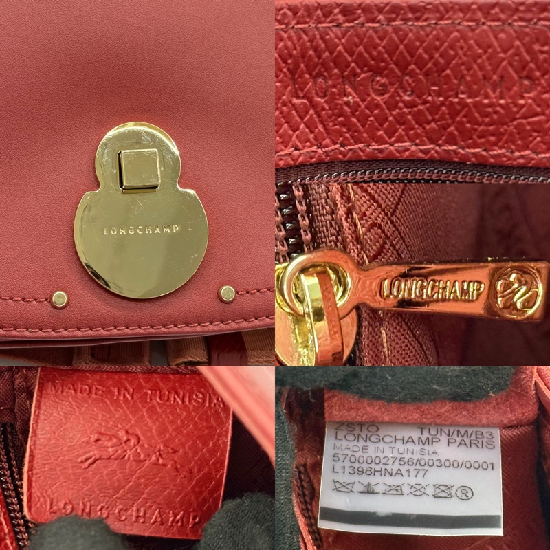 LONGCHAMP 紅色牛皮斜背包-6