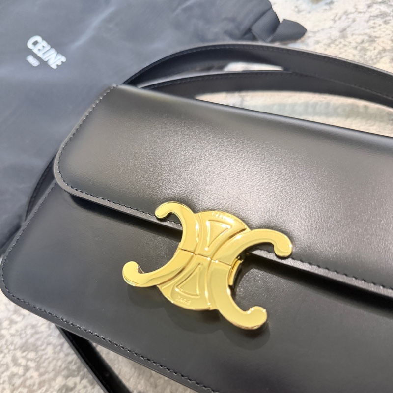 台灣專櫃💯Celine思琳 Teen Triomphe 經典牛皮 凱旋門 BOX黑金 方包 豆腐包/斜背包/肩背包 🉑送禮狀態-1