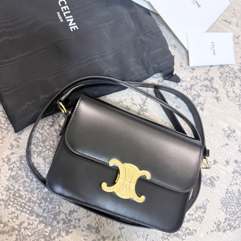 台灣專櫃💯Celine思琳 Teen Triomphe 經典牛皮 凱旋門 BOX黑金 方包 豆腐包/斜背包/肩背包 🉑送禮狀態-4