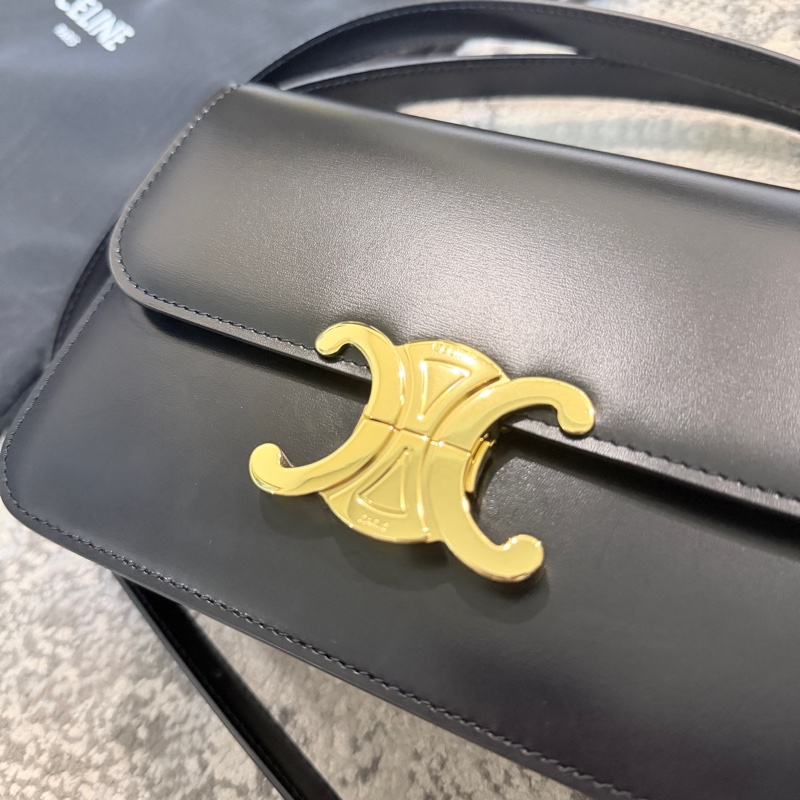 台灣專櫃💯Celine思琳 Teen Triomphe 經典牛皮 凱旋門 BOX黑金 方包 豆腐包/斜背包/肩背包 🉑送禮狀態-6