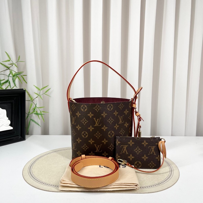 LV路易威登 芯片款 All In BB 棕色老花印花可拆卸拉鍊內袋 Monogram 塗層帆布 單肩手提包-5