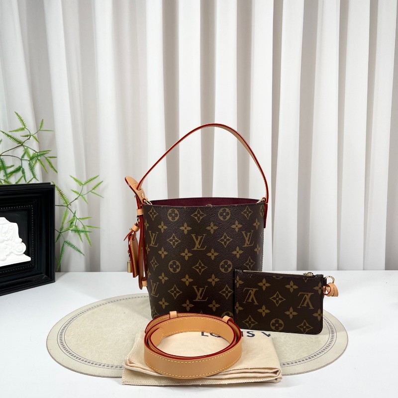 LV路易威登 芯片款 All In BB 棕色老花印花可拆卸拉鍊內袋 Monogram 塗層帆布 單肩手提包-6