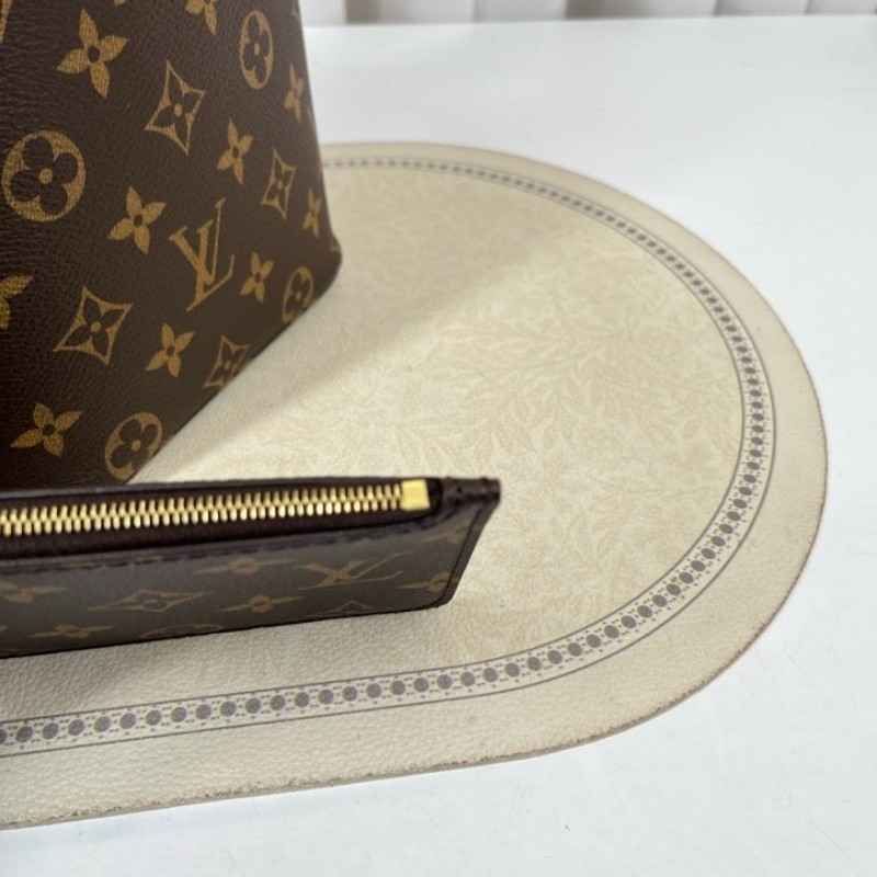 LV路易威登 芯片款 All In BB 棕色老花印花可拆卸拉鍊內袋 Monogram 塗層帆布 單肩手提包-12