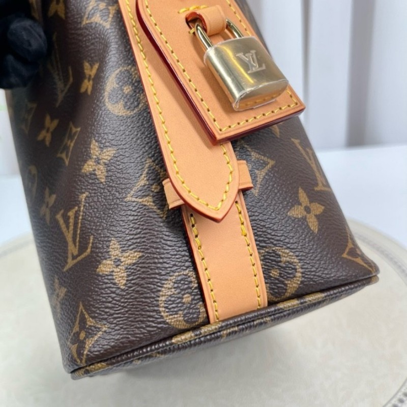 LV路易威登 芯片款 All In BB 棕色老花印花可拆卸拉鍊內袋 Monogram 塗層帆布 單肩手提包-15