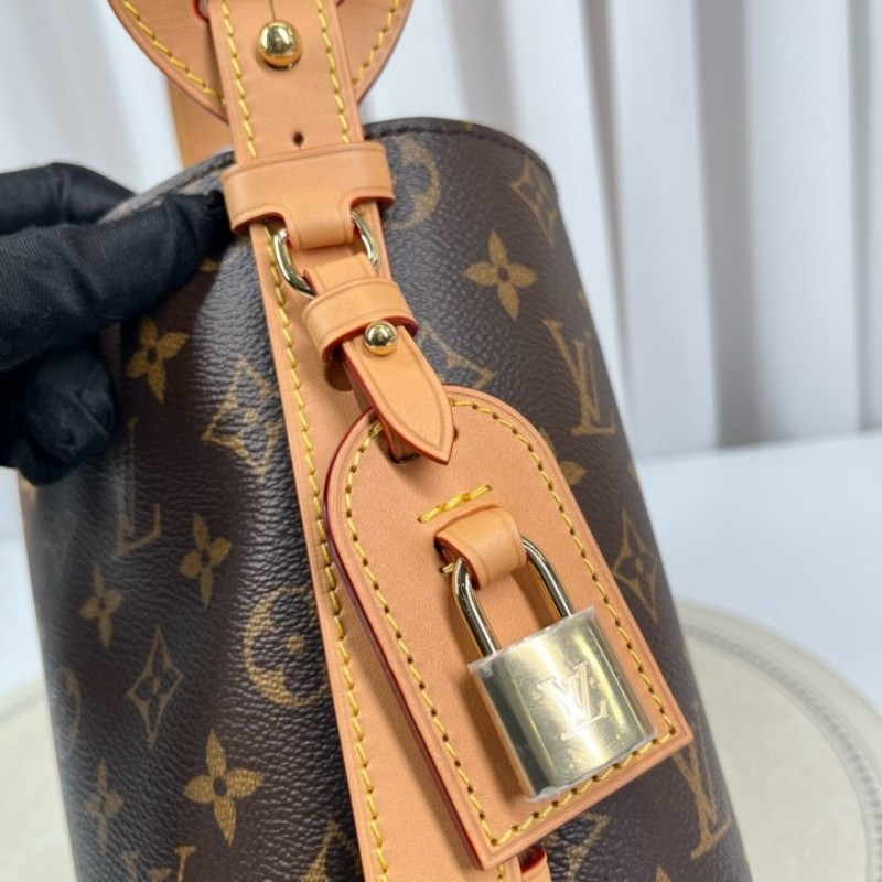 LV路易威登 芯片款 All In BB 棕色老花印花可拆卸拉鍊內袋 Monogram 塗層帆布 單肩手提包-16
