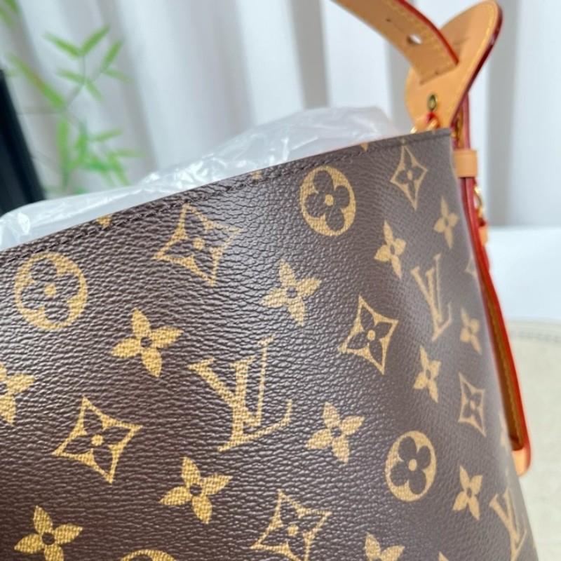 LV路易威登 芯片款 All In BB 棕色老花印花可拆卸拉鍊內袋 Monogram 塗層帆布 單肩手提包-18