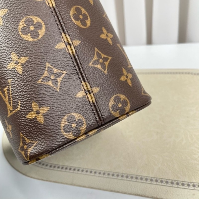 LV路易威登 芯片款 All In BB 棕色老花印花可拆卸拉鍊內袋 Monogram 塗層帆布 單肩手提包-19