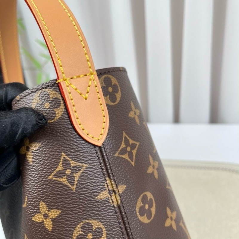 LV路易威登 芯片款 All In BB 棕色老花印花可拆卸拉鍊內袋 Monogram 塗層帆布 單肩手提包-20