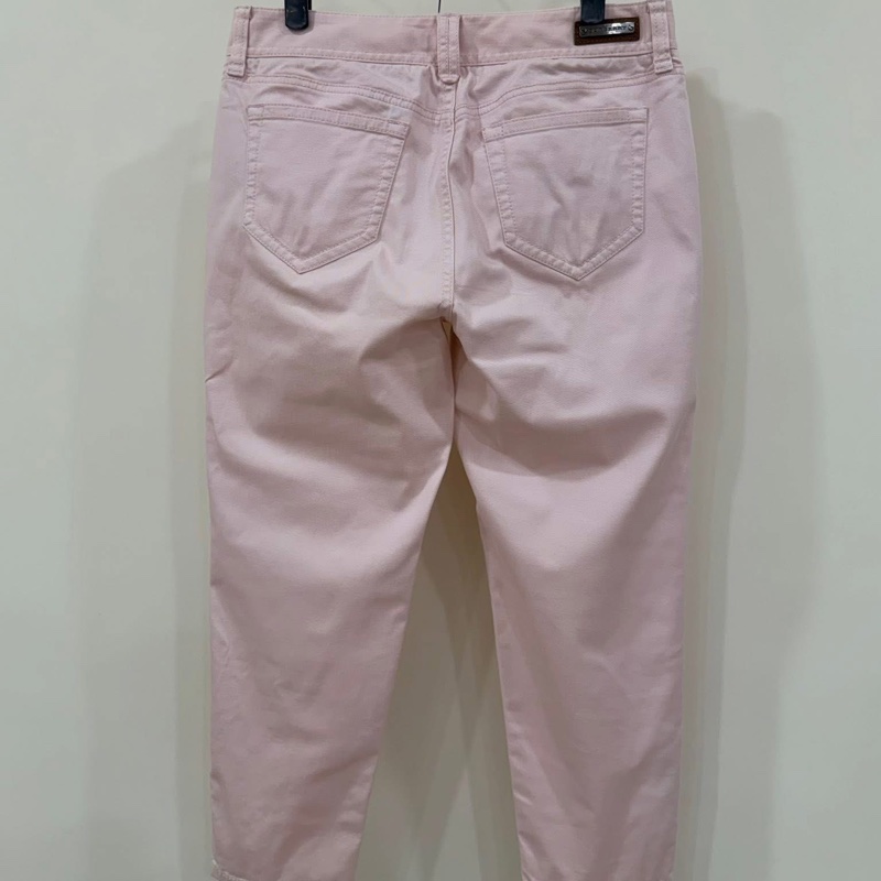 BURBERRY 倫敦 二側拉鍊格紋彈性褲 櫻花粉-2