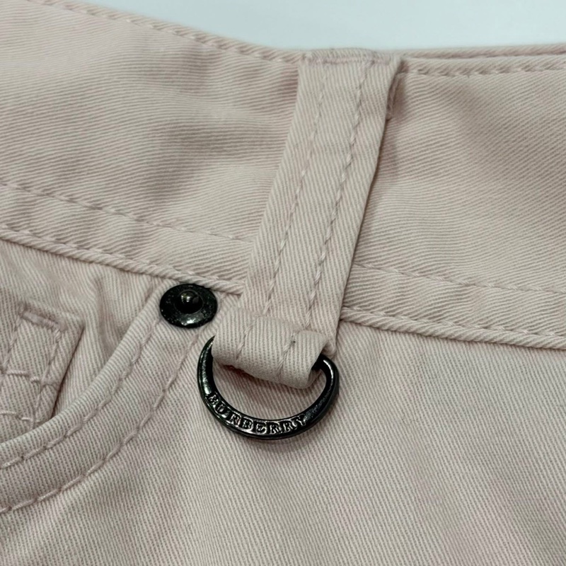 BURBERRY 倫敦 二側拉鍊格紋彈性褲 櫻花粉-3