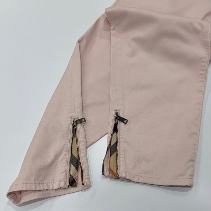 BURBERRY 倫敦 二側拉鍊格紋彈性褲 櫻花粉-6