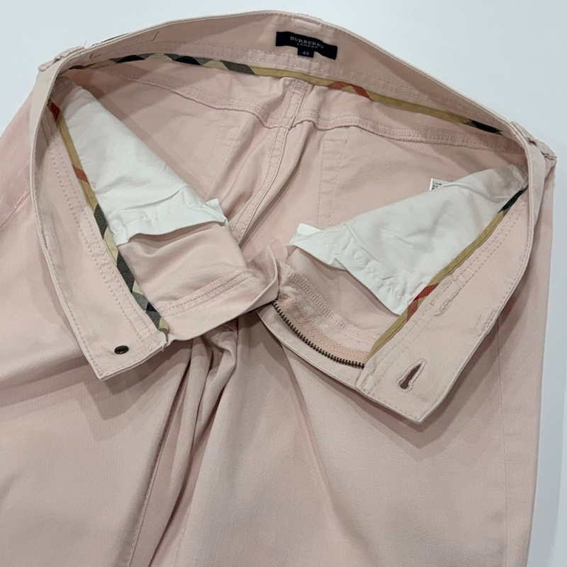 BURBERRY 倫敦 二側拉鍊格紋彈性褲 櫻花粉-7