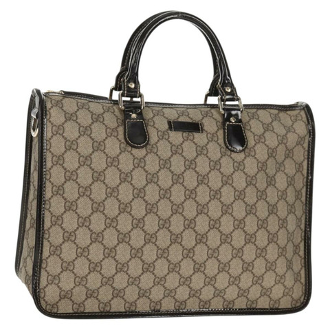 GUCCI GG Supreme 手提包 PVC 米色 金色 190259 正品 146791V