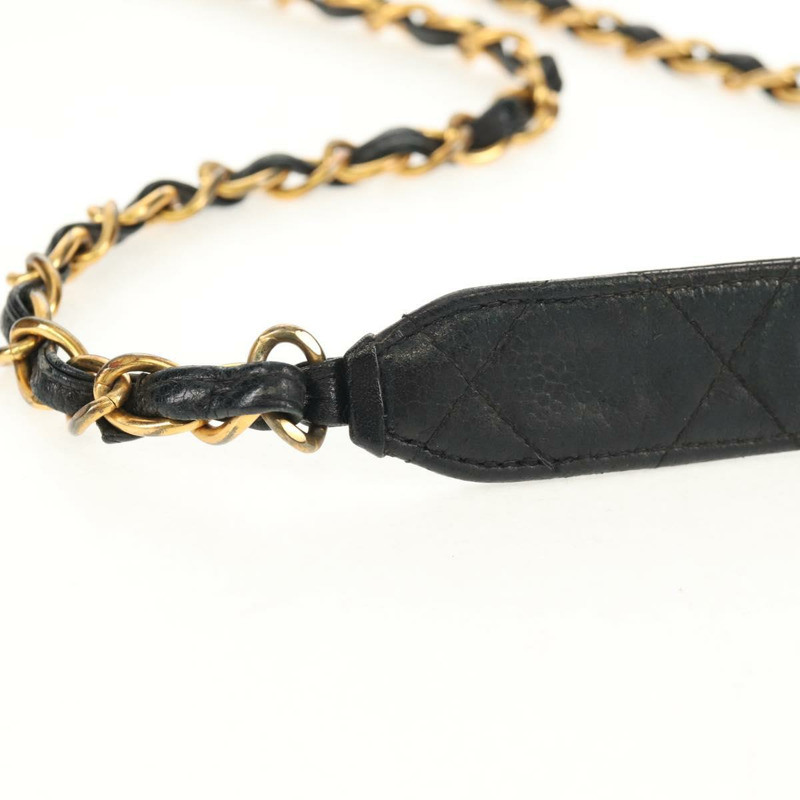 【日本直送】香奈兒 (CHANEL) 菱格紋鏈條肩背包，魚子醬紋皮革，黑色，金色雙C標誌，正品編號 145587AV-8