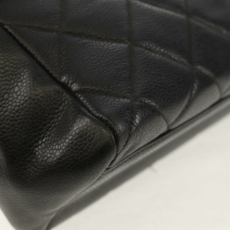 【日本直送】香奈兒 (CHANEL) 菱格紋鏈條肩背包，魚子醬紋皮革，黑色，金色雙C標誌，正品編號 145587AV-11