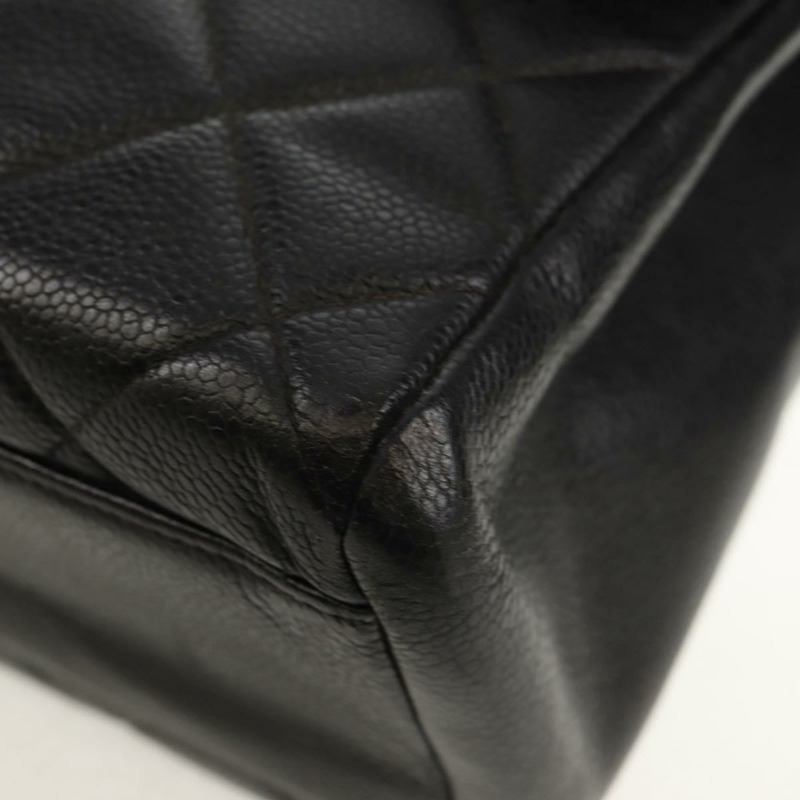 【日本直送】香奈兒 (CHANEL) 菱格紋鏈條肩背包，魚子醬紋皮革，黑色，金色雙C標誌，正品編號 145587AV-12