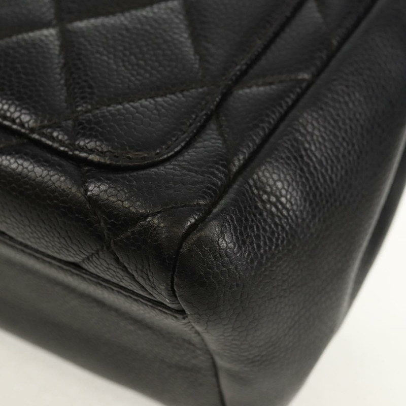 【日本直送】香奈兒 (CHANEL) 菱格紋鏈條肩背包，魚子醬紋皮革，黑色，金色雙C標誌，正品編號 145587AV-14