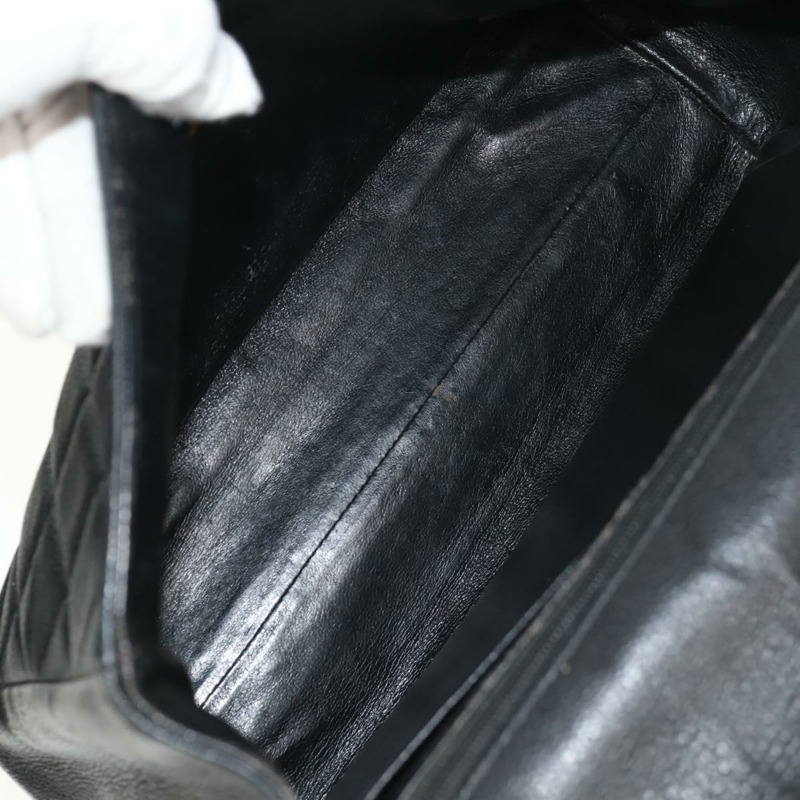 【日本直送】香奈兒 (CHANEL) 菱格紋鏈條肩背包，魚子醬紋皮革，黑色，金色雙C標誌，正品編號 145587AV-20