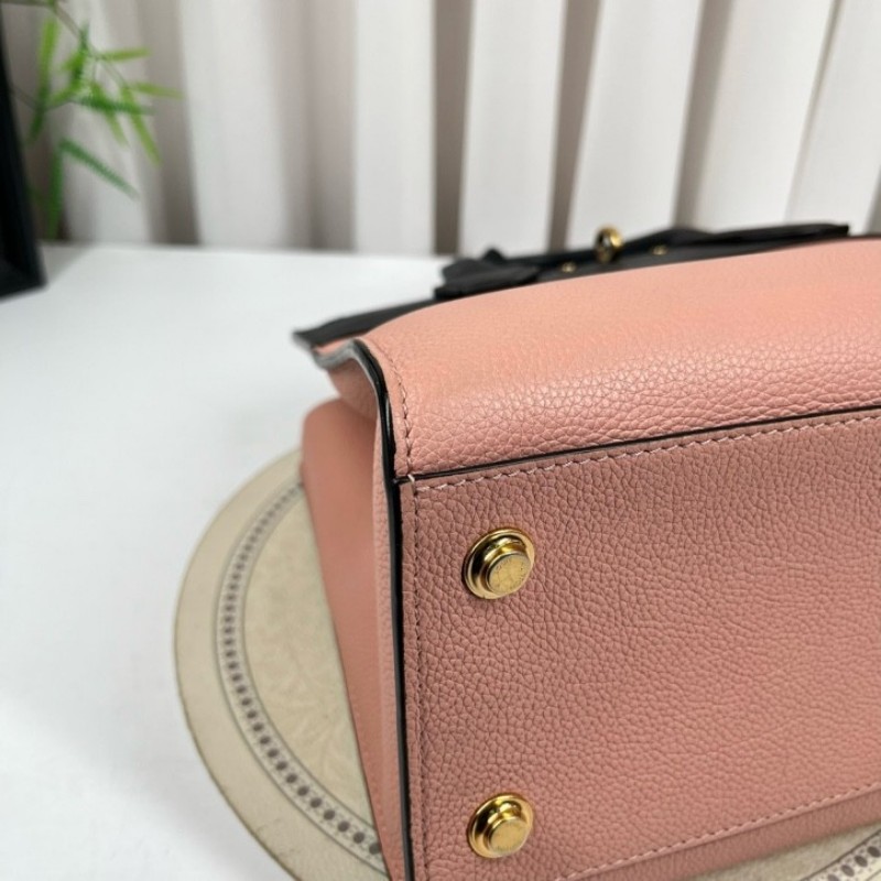 LV路易威登 City Steamer系列黑拼粉色牛皮手提單肩斜挎包 容量超級大 外出日常都適合-7