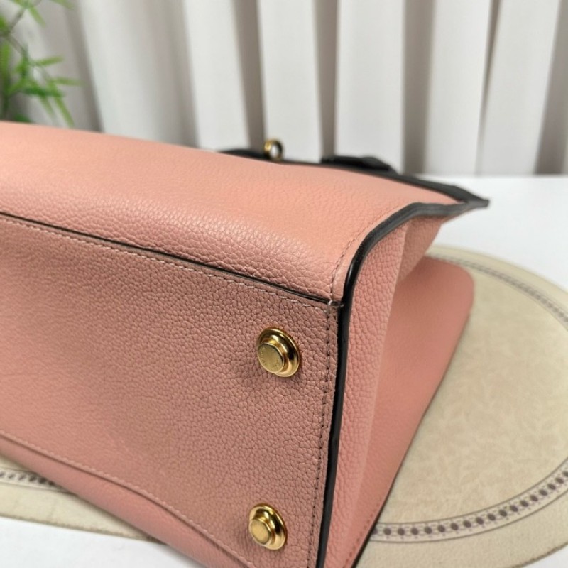 LV路易威登 City Steamer系列黑拼粉色牛皮手提單肩斜挎包 容量超級大 外出日常都適合-8