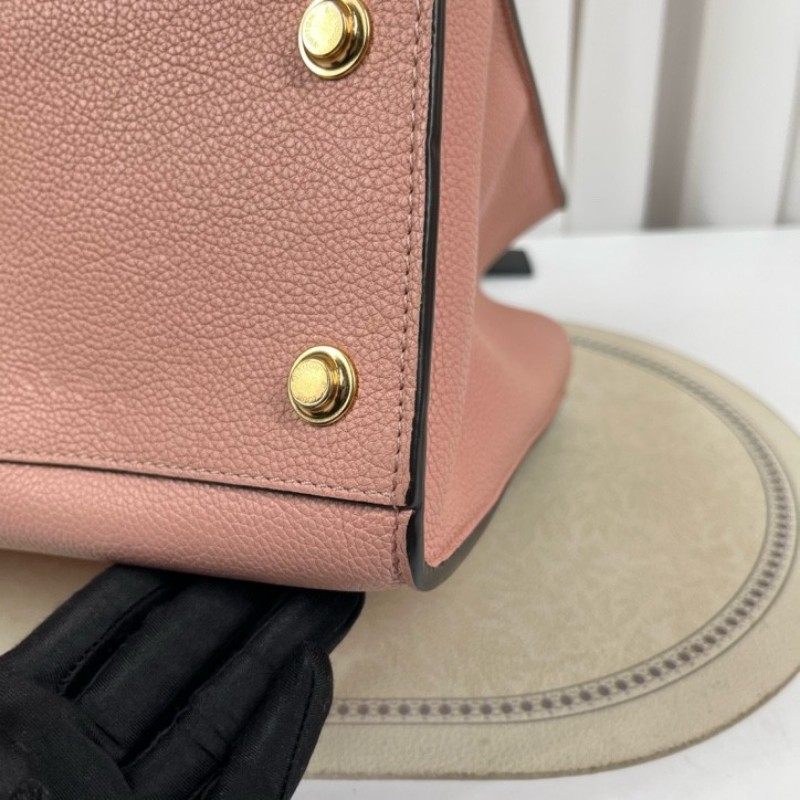 LV路易威登 City Steamer系列黑拼粉色牛皮手提單肩斜挎包 容量超級大 外出日常都適合-9