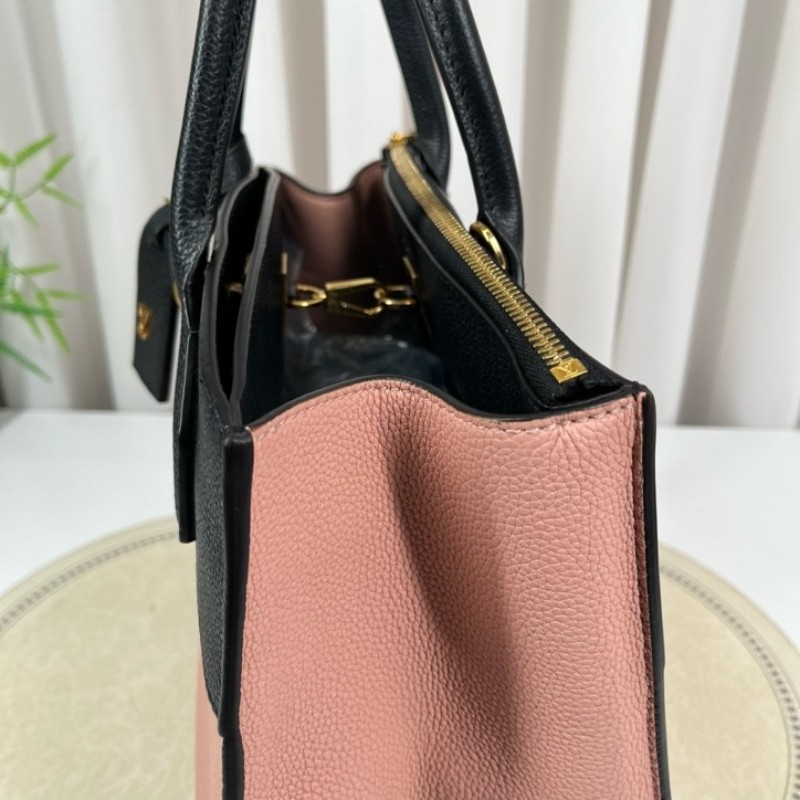 LV路易威登 City Steamer系列黑拼粉色牛皮手提單肩斜挎包 容量超級大 外出日常都適合-13