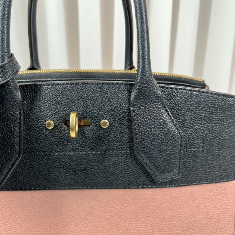 LV路易威登 City Steamer系列黑拼粉色牛皮手提單肩斜挎包 容量超級大 外出日常都適合-17