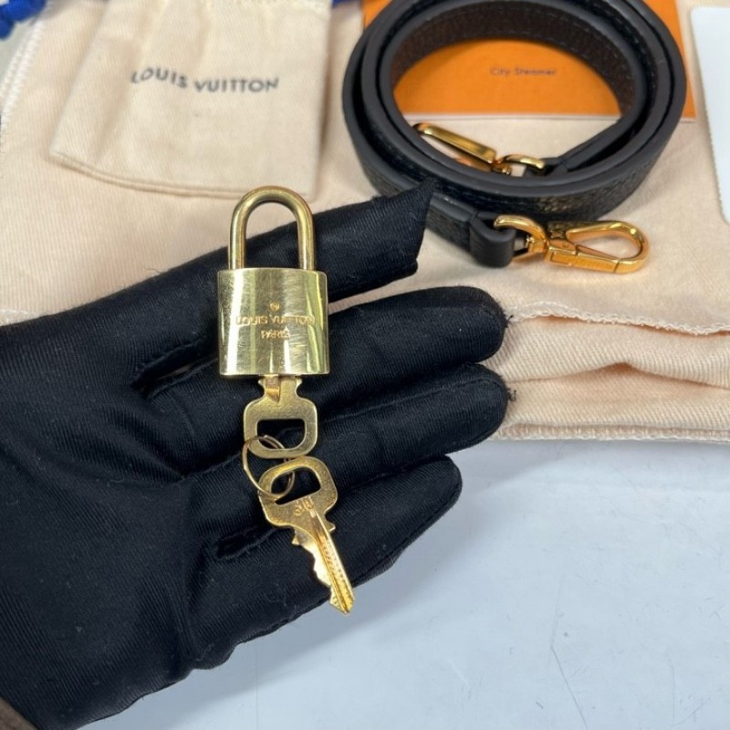 LV路易威登 City Steamer系列黑拼粉色牛皮手提單肩斜挎包 容量超級大 外出日常都適合-21