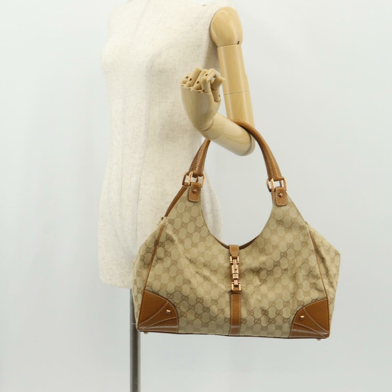 【日本直送】GUCCI GG帆布新款Jackie手提包 米棕色 124404 正品 am9693V-22